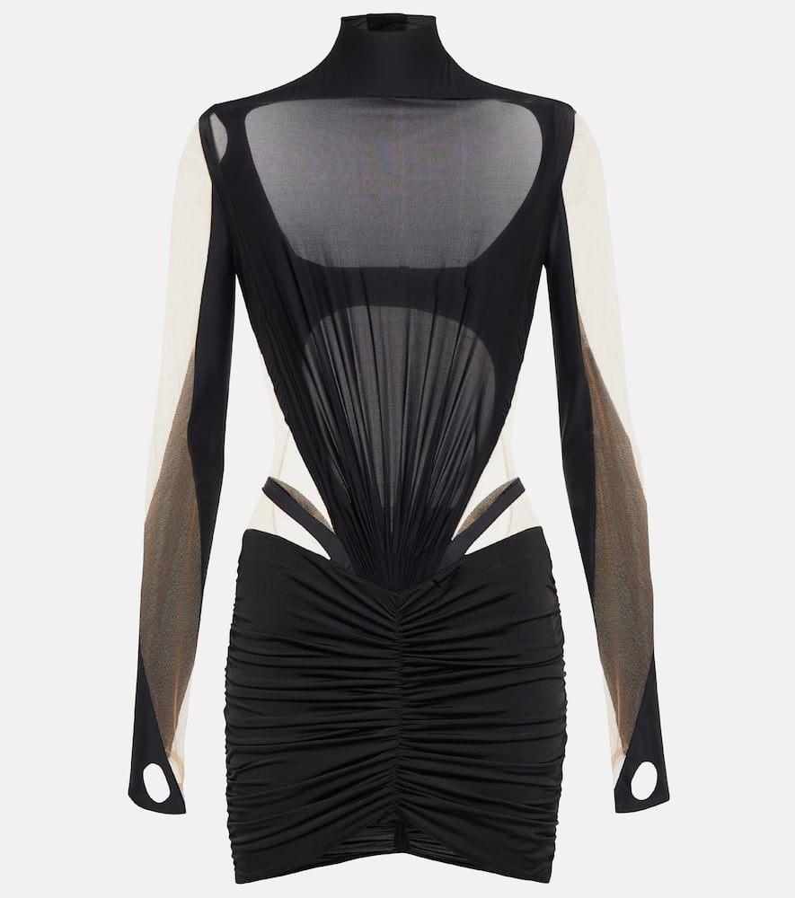 Mugler Mesh and jersey-paneled minidress