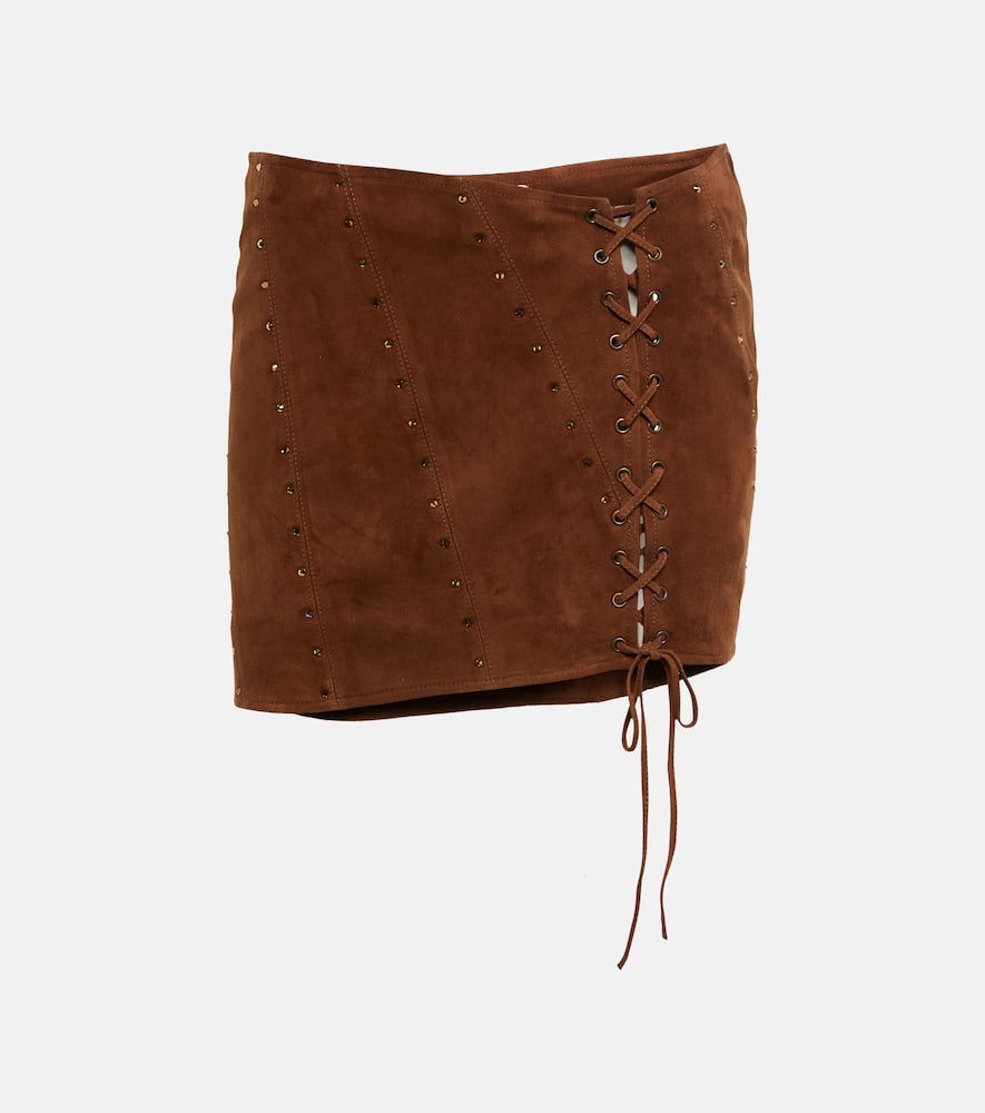 Alessandra Rich Minirock Aus Veloursleder In Light Brown