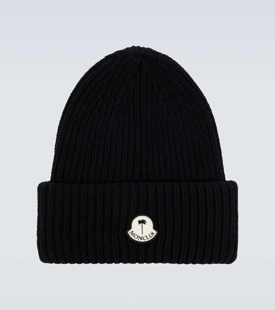 Moncler Genius Wool Ribbed Beanie Hat In 999