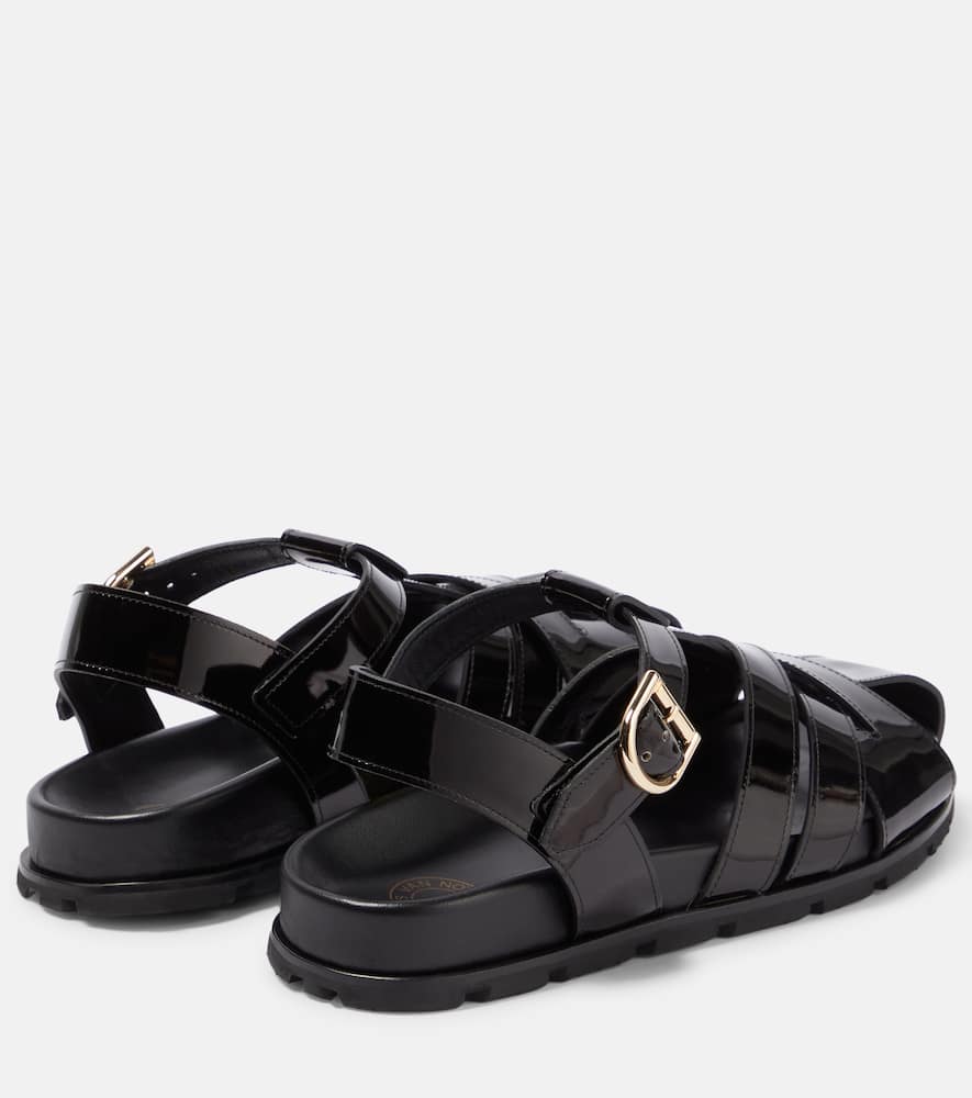 Shop Dries Van Noten Patent Leather Sandals In Black