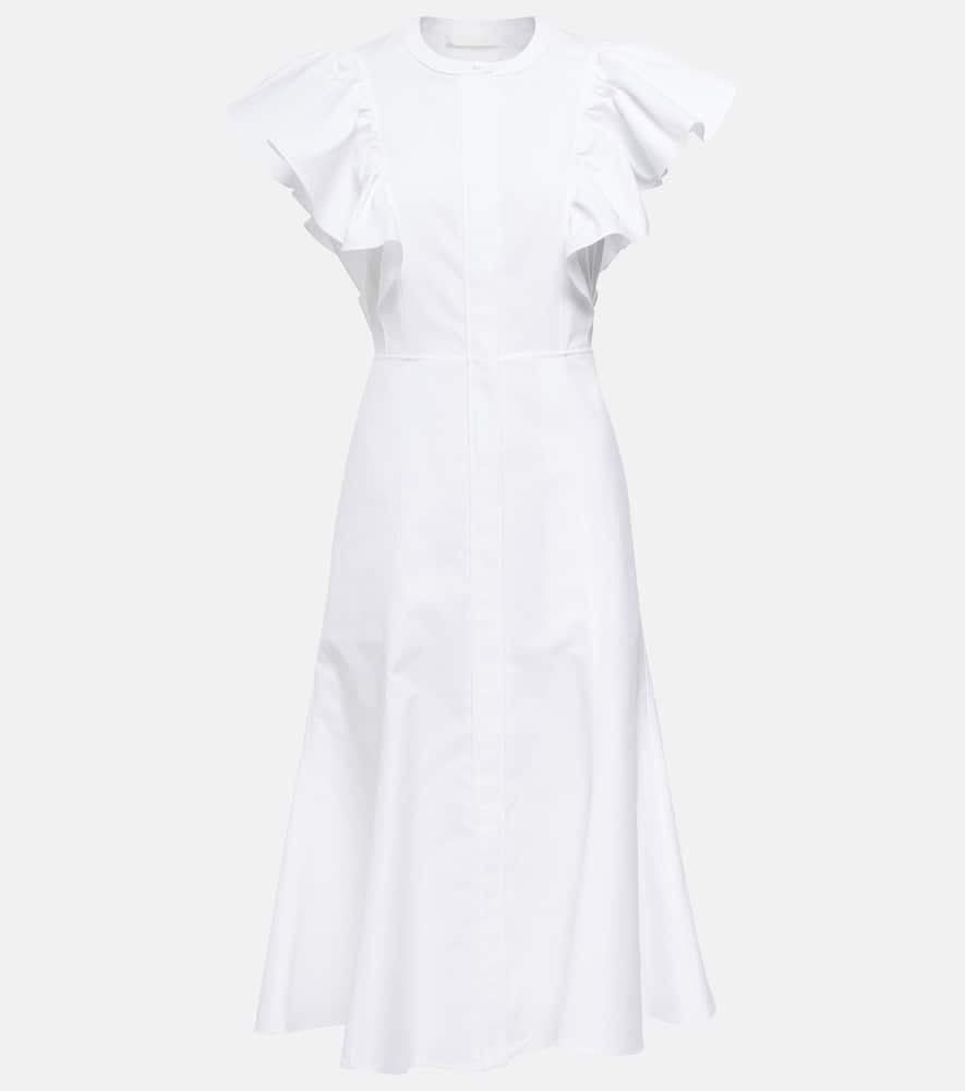 Chloé Ruffle-trimed cotton midi dress