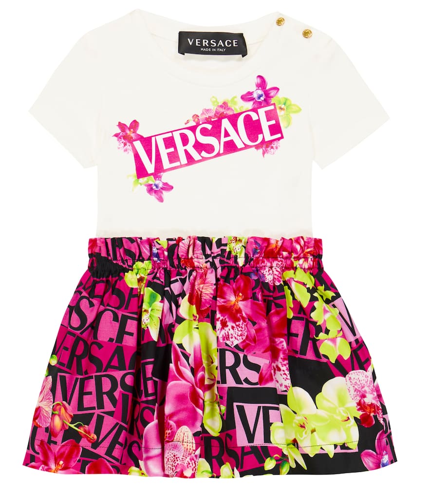 Versace Kids Baby printed jersey and poplin dress