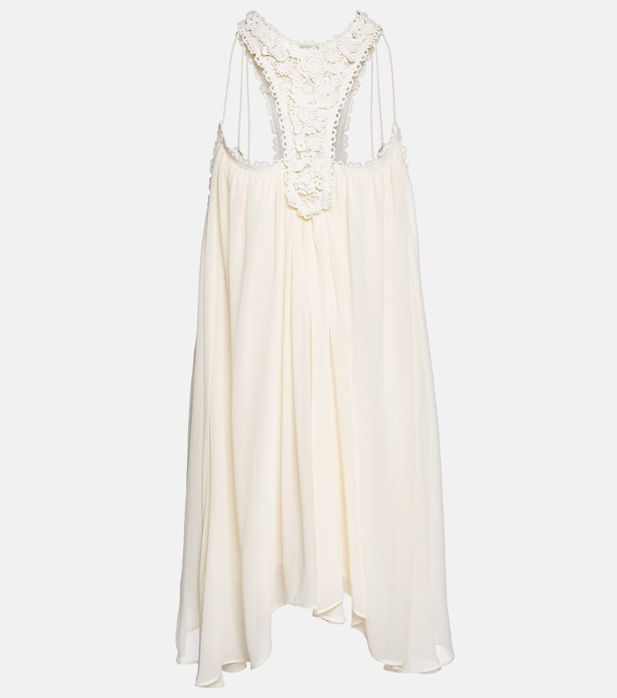 Isabel Marant Embellished Crochet And Silk Minidress In Neutrals