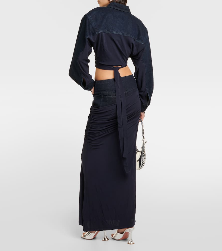 Christopher Esber Wrapped Denim Column Skirt In Ink In Blue
