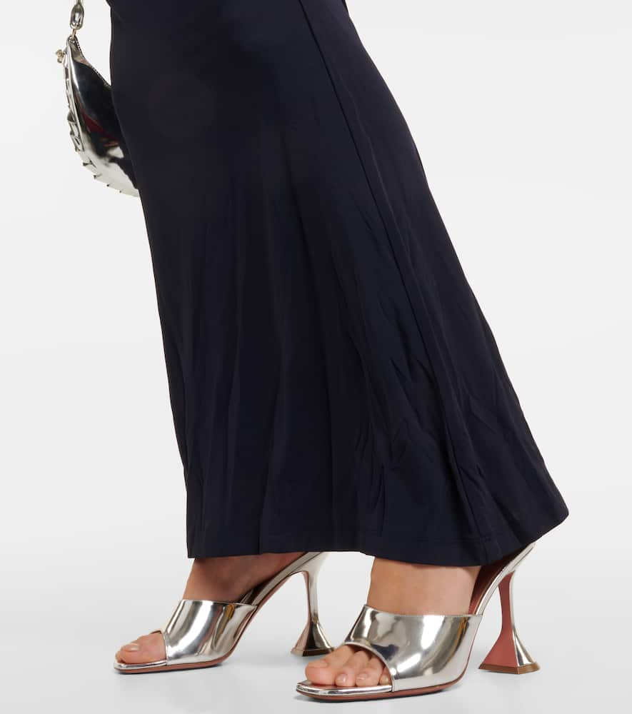 Shop Christopher Esber Ruched Denim Maxi Skirt In Blue