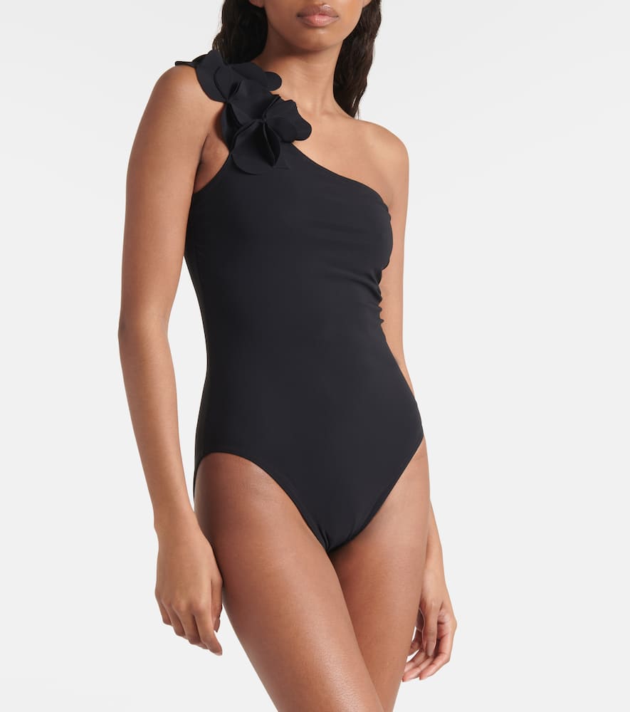 Shop Karla Colletto Tess One-shoulder Swimsuit In Black