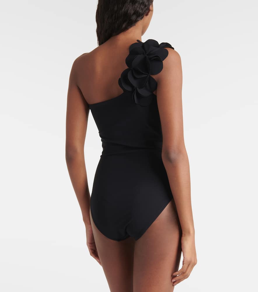 Shop Karla Colletto Tess One-shoulder Swimsuit In Black