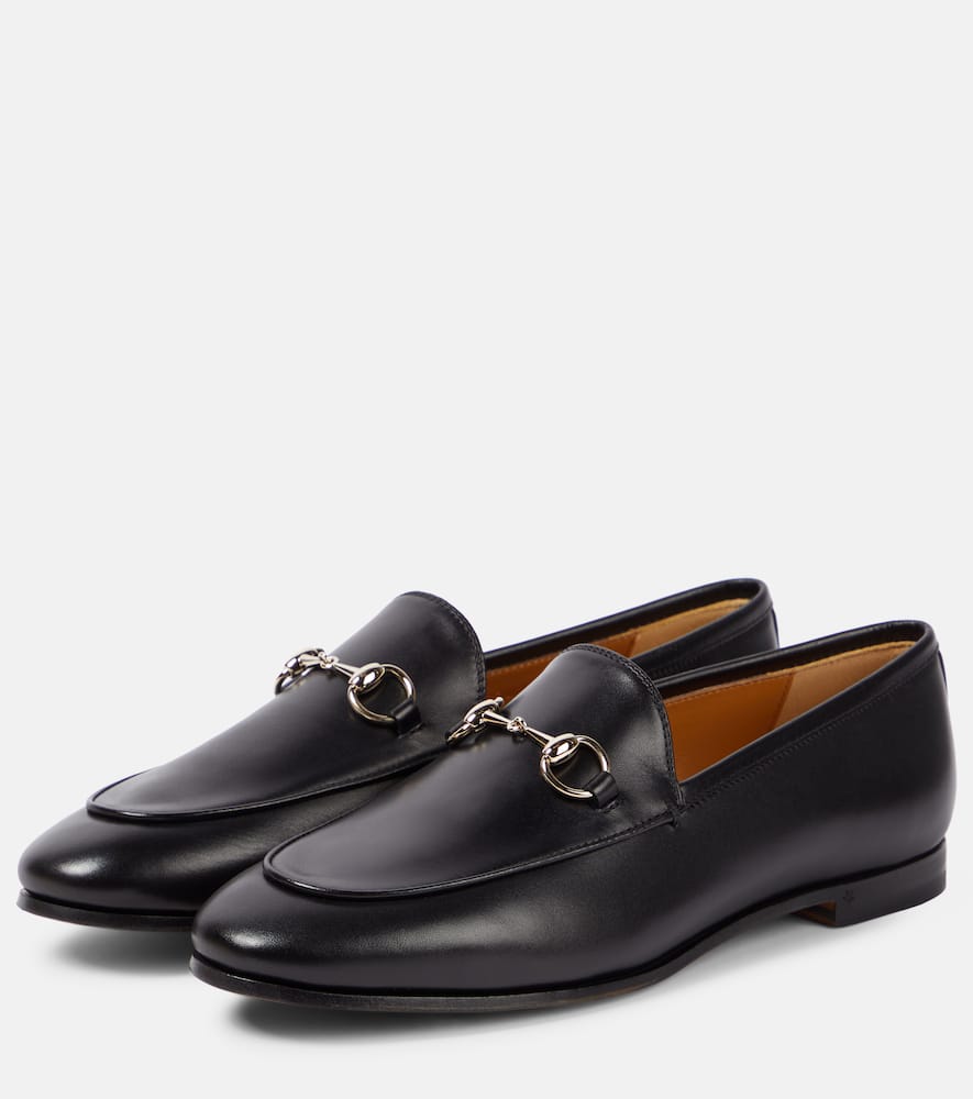 Gucci Polished Black Leather Loafers With Gold-tone Hardware In Black