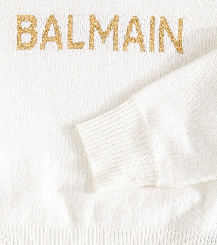  Balmain Kids Balmain Kids Logo Wool And Cashmere-blend Turtleneck Top 