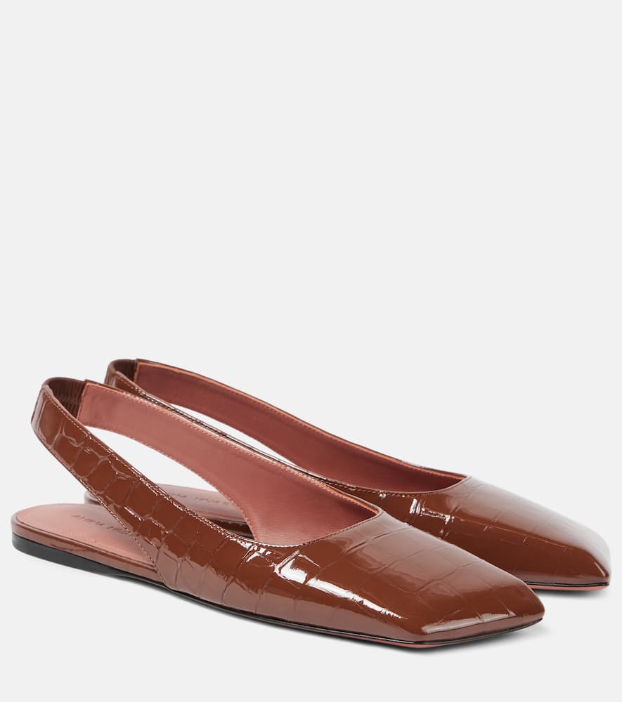AMINA MUADDI ANE PATENT LEATHER SLINGBACK FLATS 