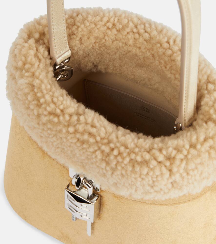Givenchy Shark Lock Medium Suede Bucket Bag In 231-hazel