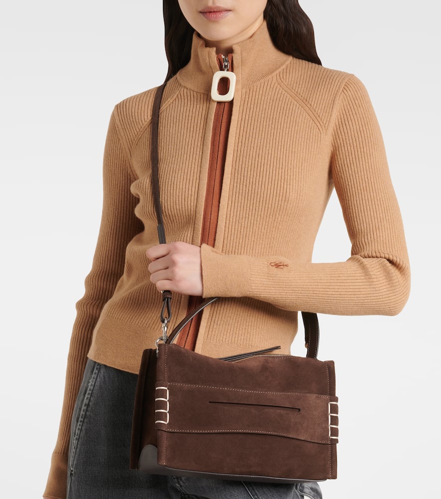 Jw Anderson Loafer Suede Crossbody Bag In Brown
