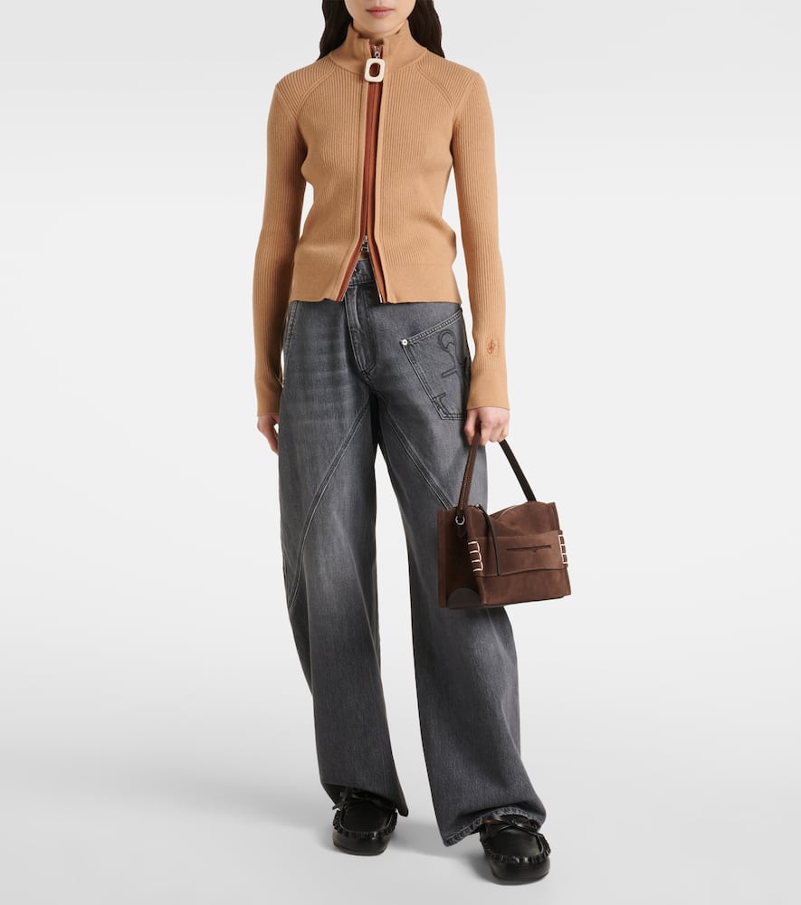 Jw Anderson Loafer Suede Crossbody Bag In Brown
