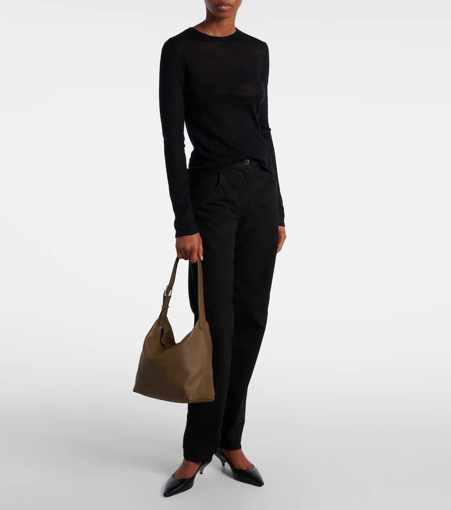 The Row Isa Leather Shoulder Bag In Green