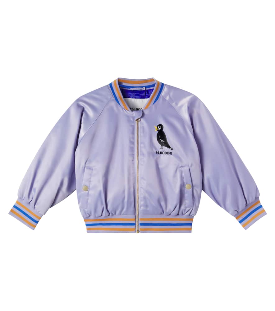 Mini Rodini Embroidered Logo Satin Bomber Jacket