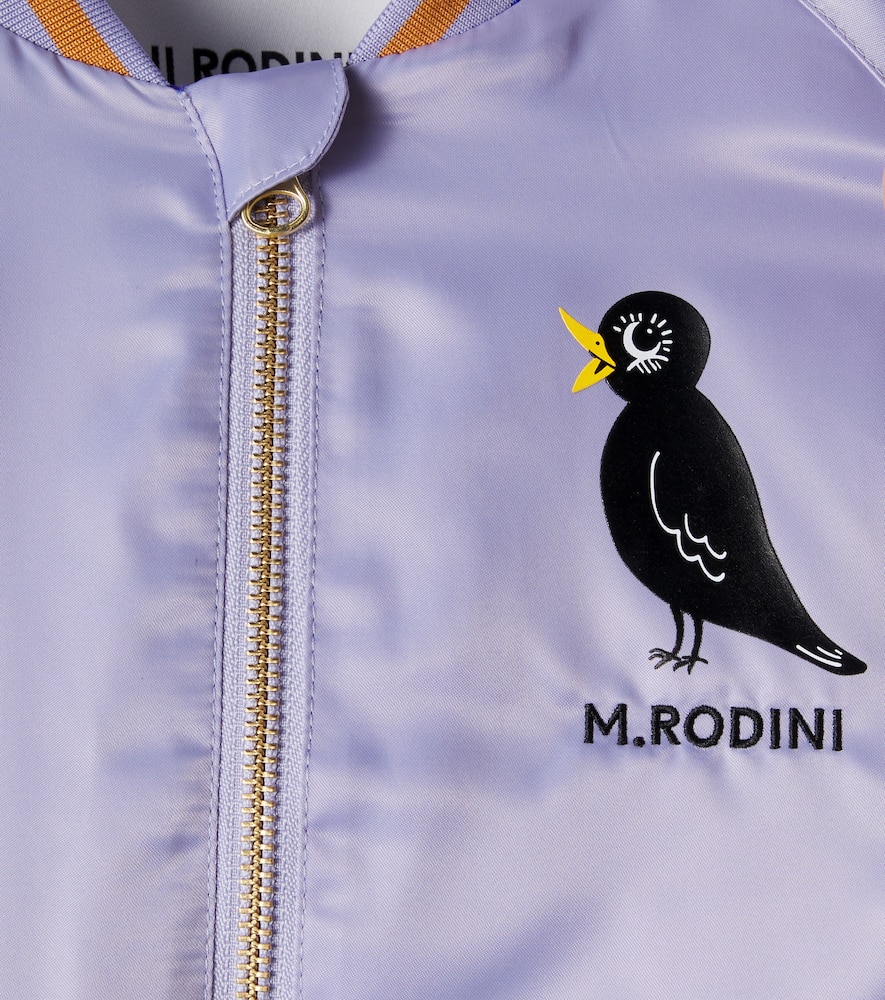 Mini Rodini Embroidered Logo Satin Bomber Jacket