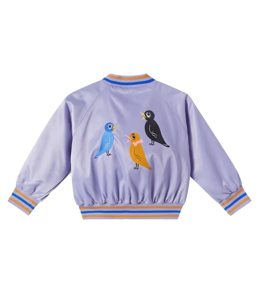 Mini Rodini Embroidered Logo Satin Bomber Jacket