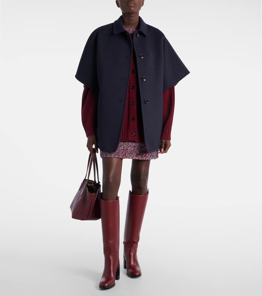 Gucci Bordeaux V-neck Cardigan With Metal Clamps On The Front In Wool And Cashmere Blend Woman In Burgundy