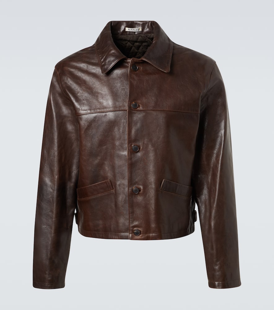 Auralee Leather Jacket In Brown