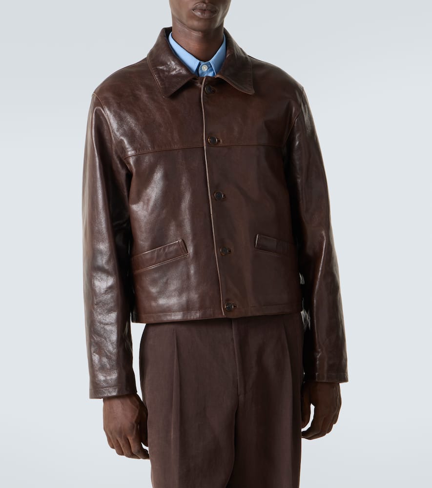 Auralee Leather Jacket In Brown