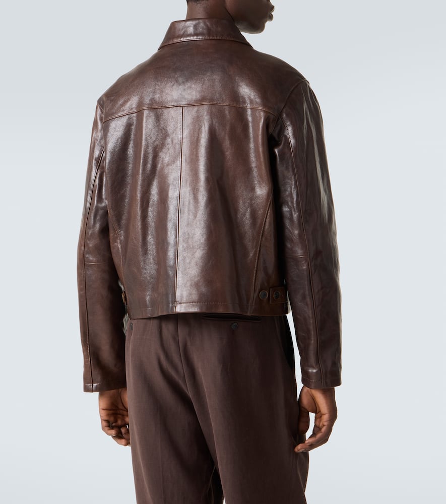 Auralee Leather Jacket In Brown