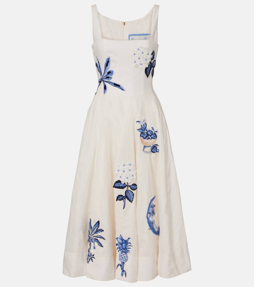 Frontera Wild embroidered linen midi dress