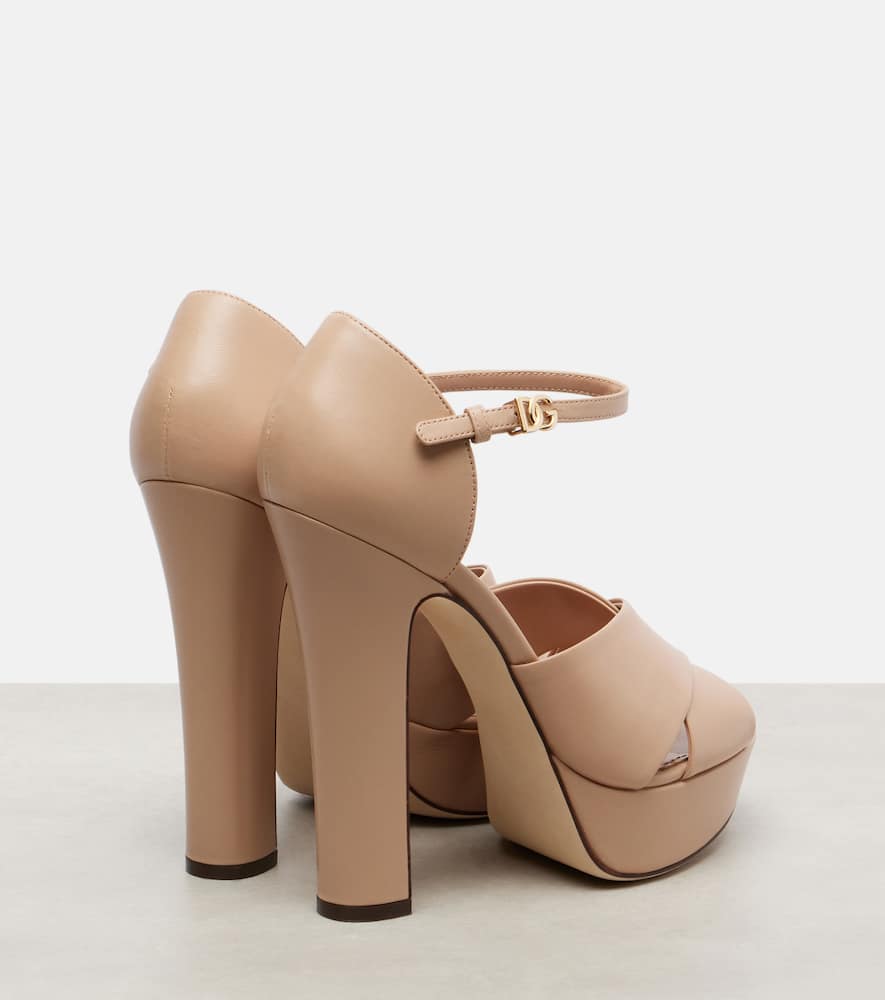 Dolce & Gabbana 135mm Crossover Platform Sandals In Neutral