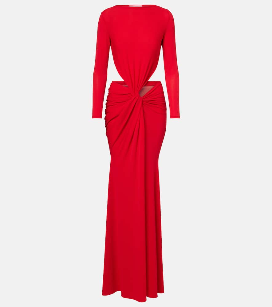 Alex Perry Gathered Crêpe Jersey Gown In Red