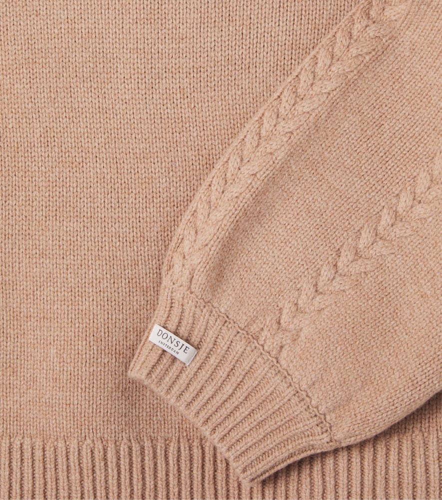 Donsje Kasine Cable-knit Balloon-sleeve Sweater In Brown