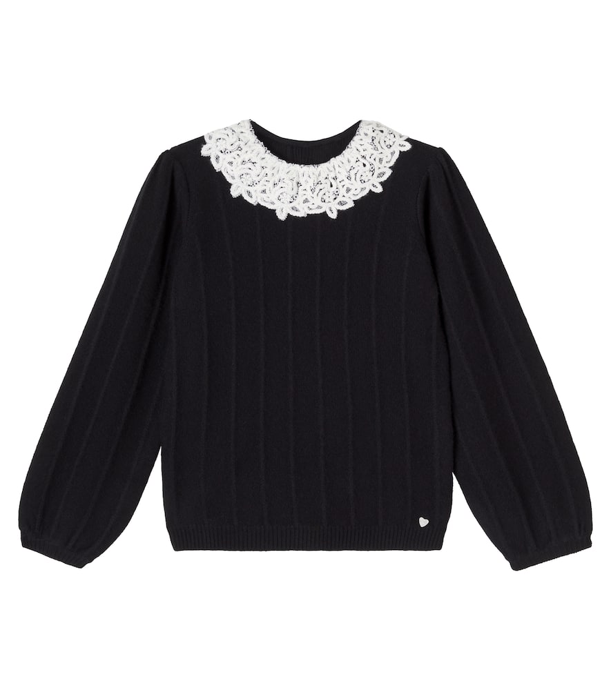 Tartine Et Chocolat Lace-trimmed Sweater In Black