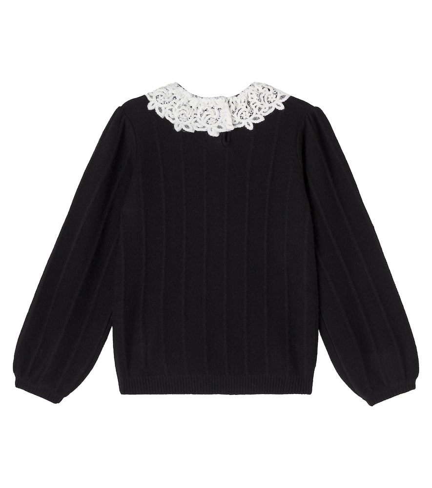 Tartine Et Chocolat Lace-trimmed Sweater In Black