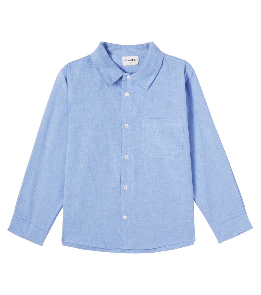 Cozmo Kids' Turin Cotton Flannel Shirt In Blue