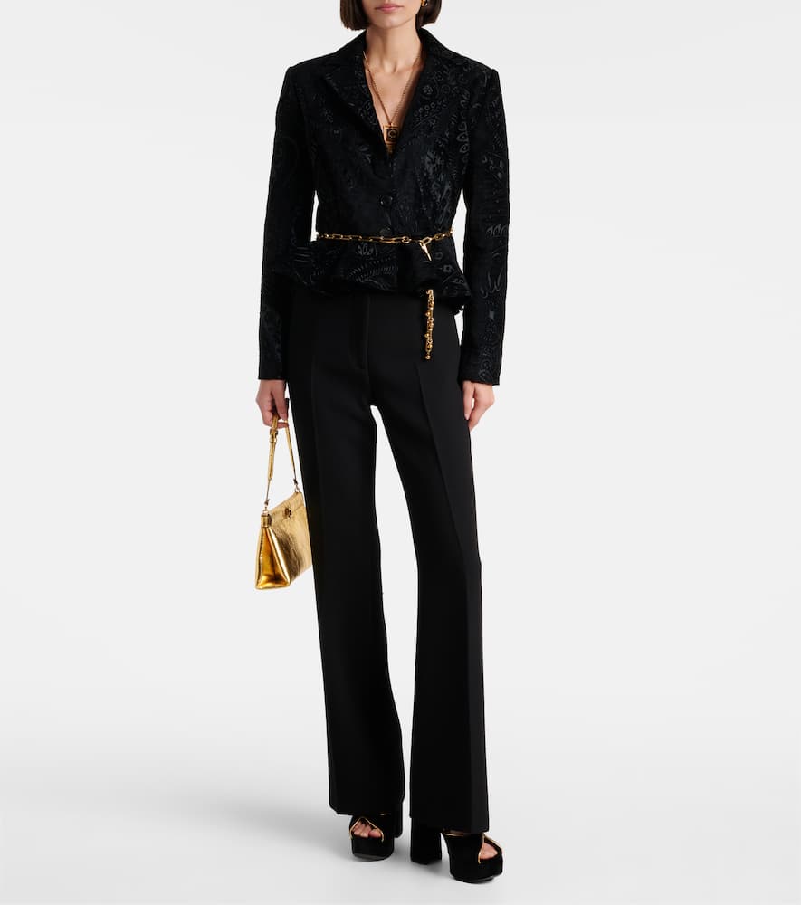 Etro High-rise Wool Flared Pants In Black