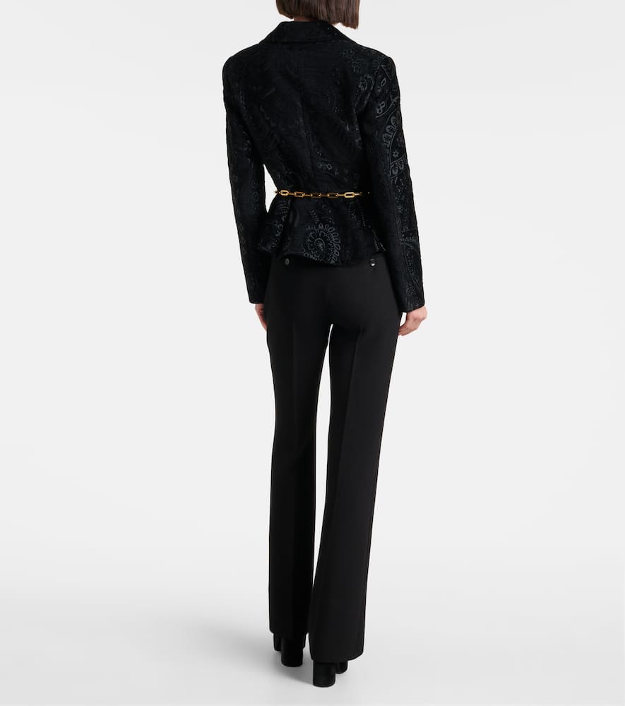 Etro High-rise Wool Flared Pants In Black