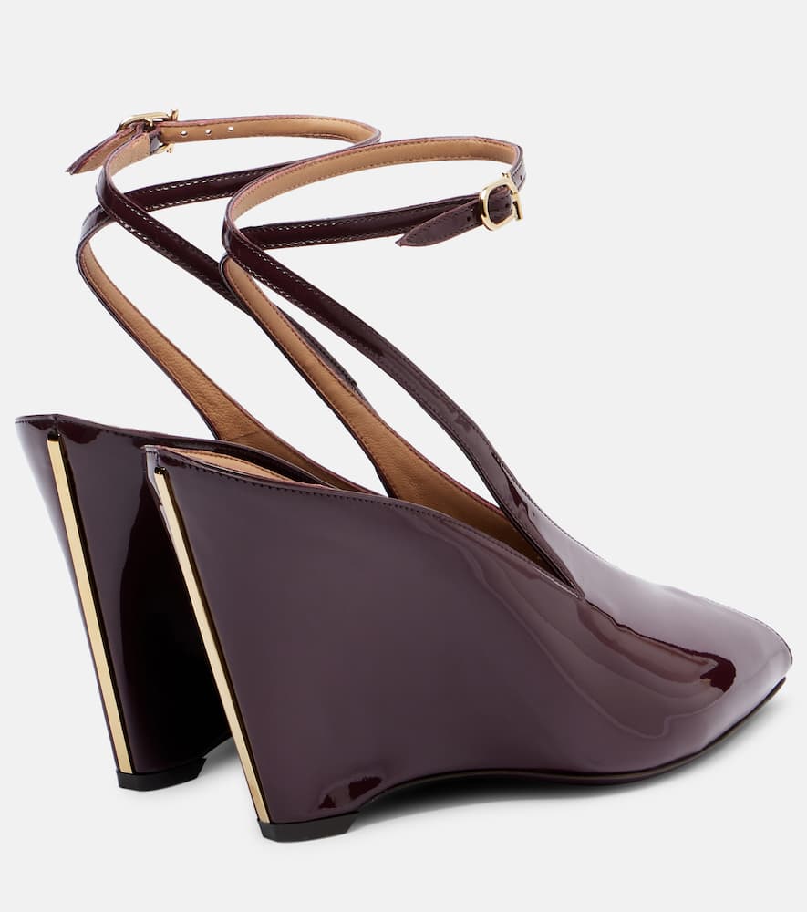 Ferragamo Peep Toe Wedge Sandals In Bordeaux Women In Purple