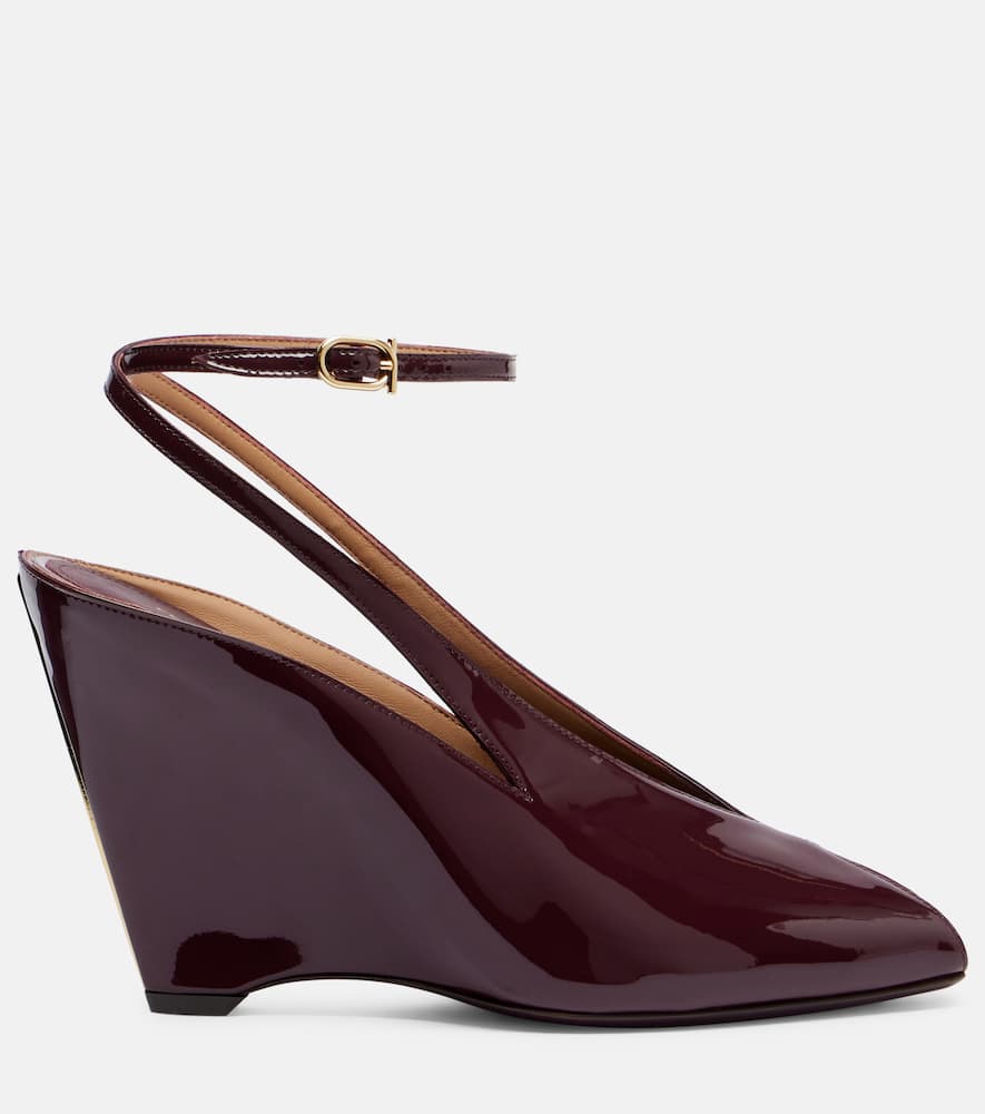 Ferragamo Peep Toe Wedge Sandals In Bordeaux Women In Purple
