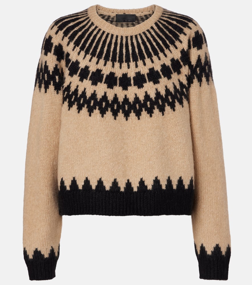 Nili Lotan Alena Alpaca Sweater Light Camel Fair Isle In Gold