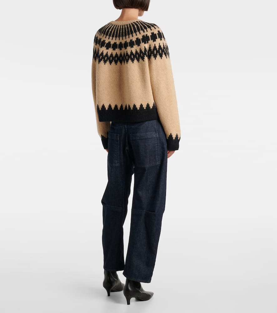 Nili Lotan Alena Alpaca Sweater Light Camel Fair Isle In Gold