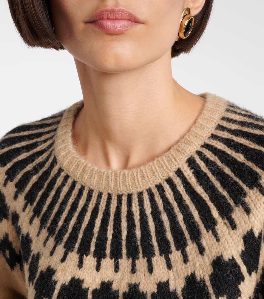 Nili Lotan Alena Alpaca Sweater Light Camel Fair Isle In Gold