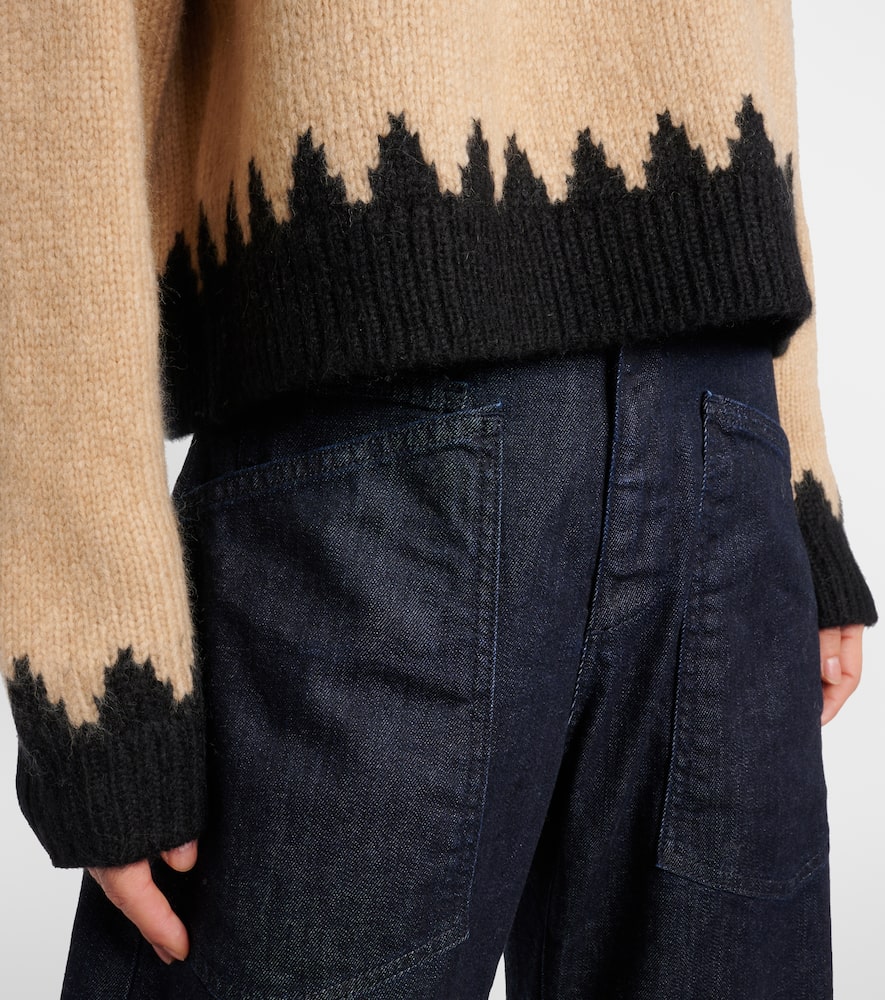 Nili Lotan Alena Alpaca Sweater Light Camel Fair Isle In Gold