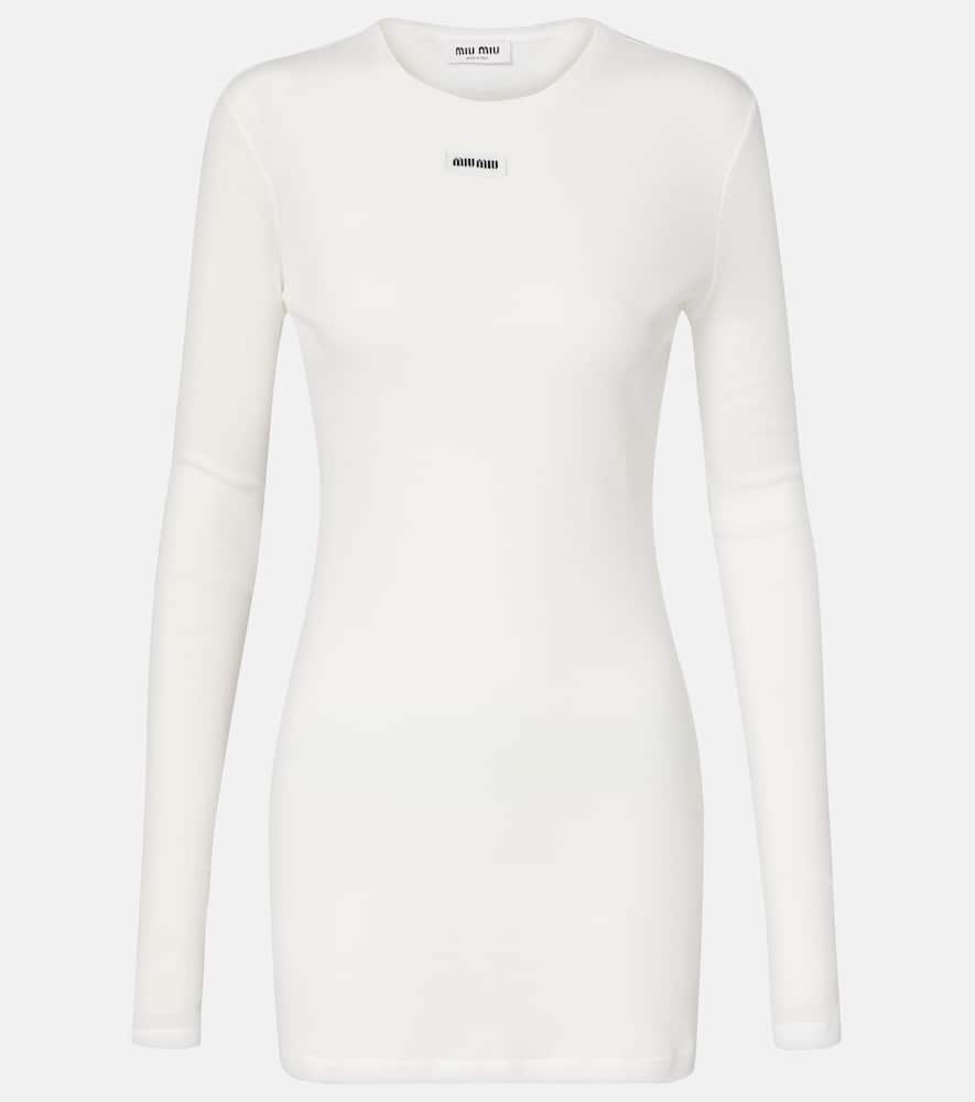 Miu Miu Cotton Jersey Minidress In White