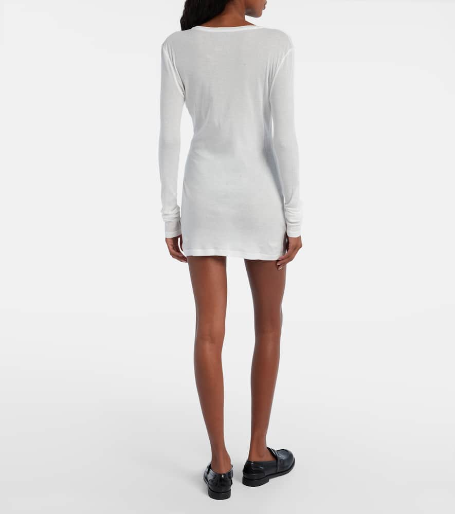 Miu Miu Cotton Jersey Minidress In White