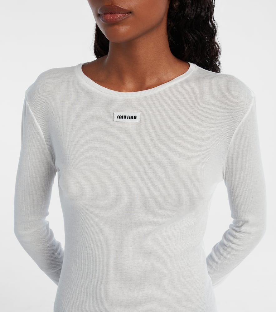 Miu Miu Cotton Jersey Minidress In White