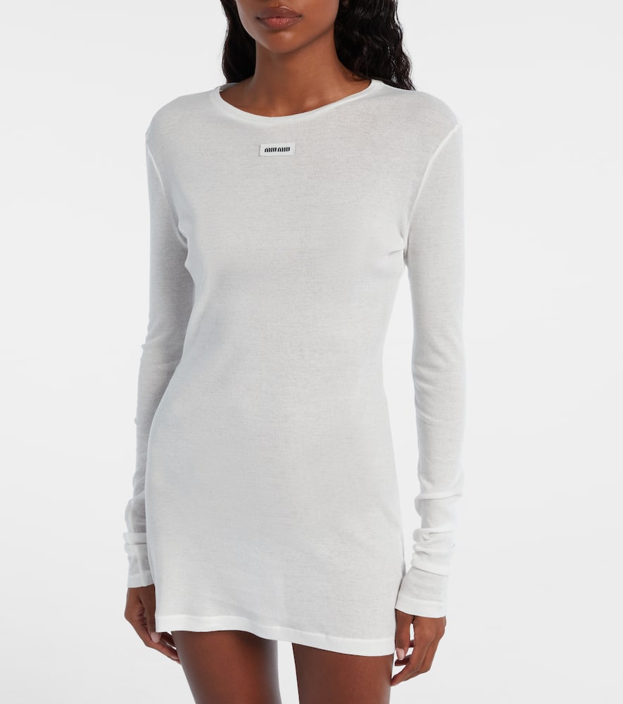Miu Miu Cotton Jersey Minidress In White