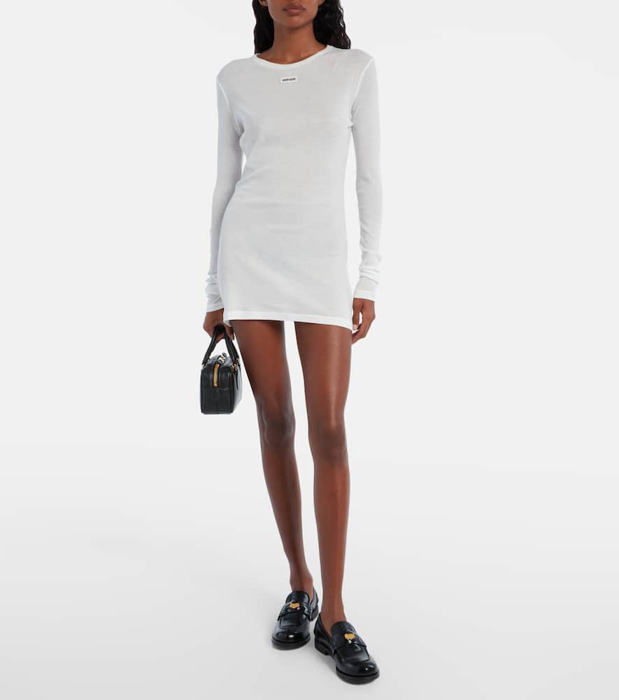 Miu Miu Cotton Jersey Minidress In White