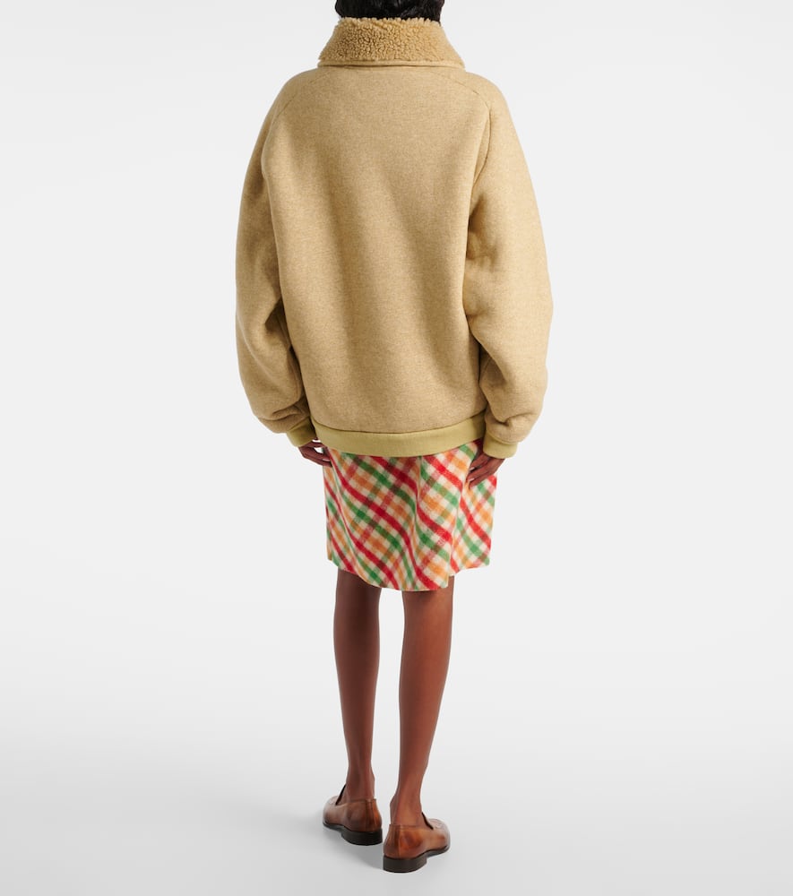Miu Miu Logo Fleece Blouson In Brown