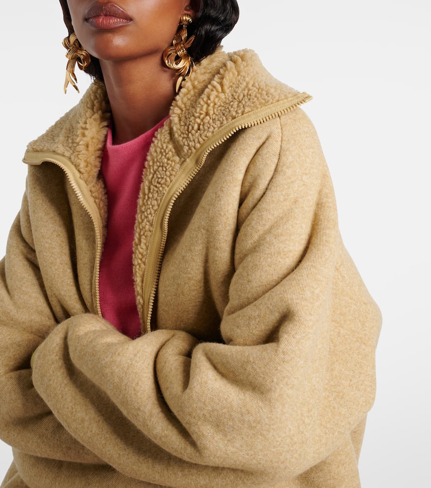 Miu Miu Logo Fleece Blouson In Brown