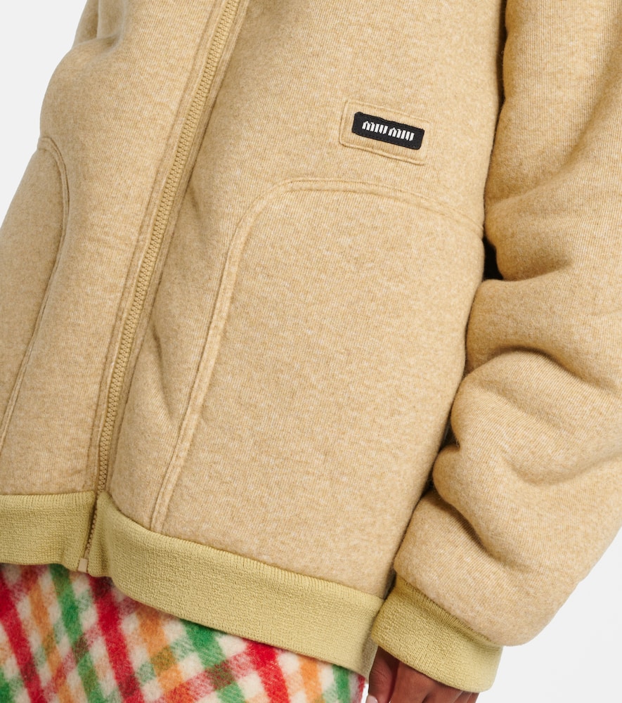 Miu Miu Logo Fleece Blouson In Brown