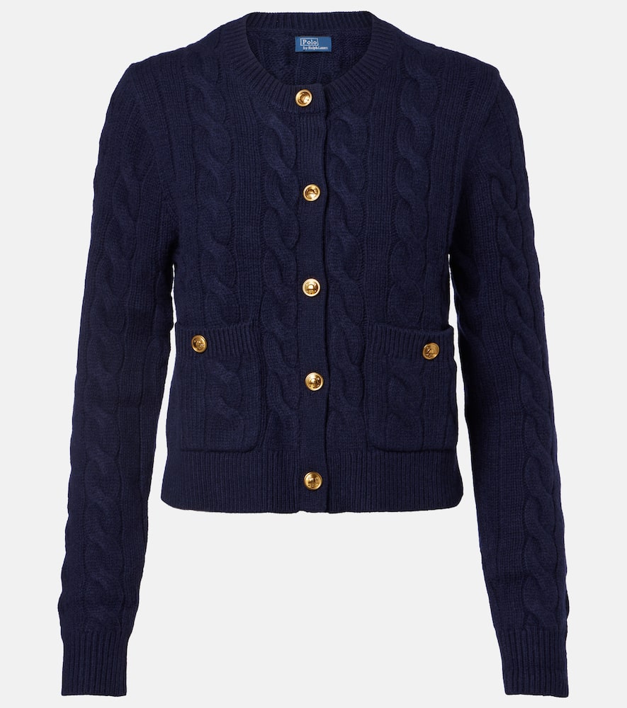 Polo Ralph Lauren Cable-knit Wool And Cashmere Cardigan In Blue