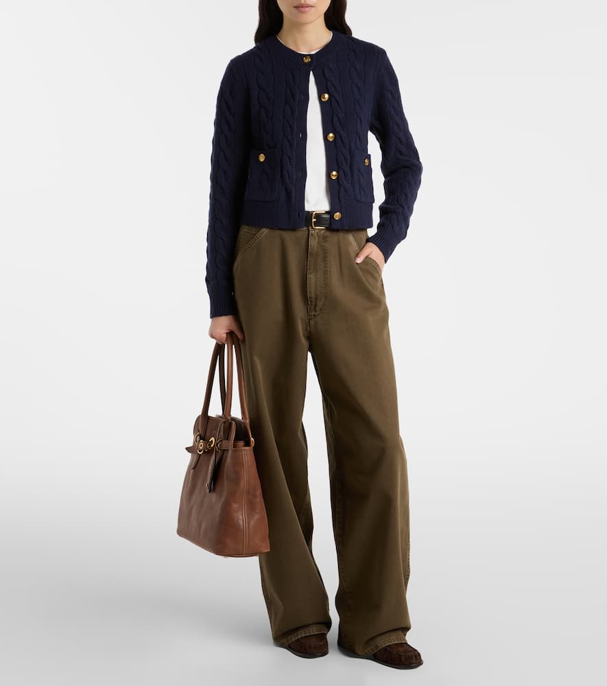 Polo Ralph Lauren Cable-knit Wool And Cashmere Cardigan In Blue